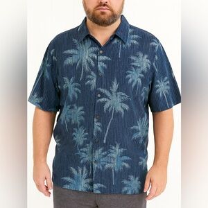 🎄Tropical Casual Mens short sleeved shirt Size 2XT